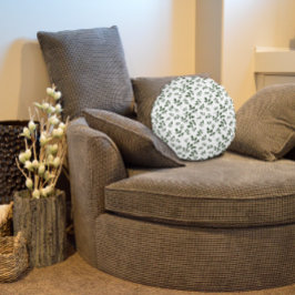 Almofada Redonda Folhas de padrão verde