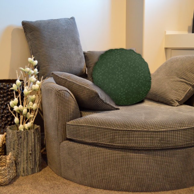 Almofada Redonda Folhas de padrão verde escuro (Criador carregado)