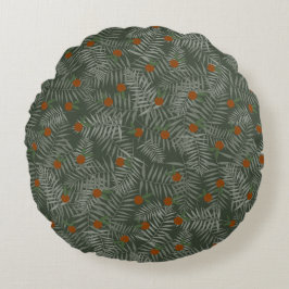 Almofada Redonda Folhas de Palma e Laranjas