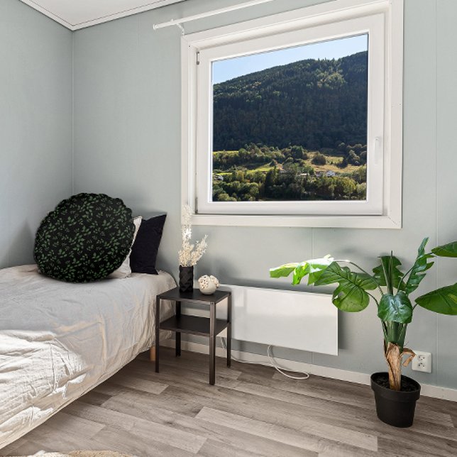 Almofada Redonda Folhas pretas verdes (Criador carregado)