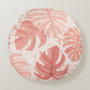 Almofada Redonda Folhas tropicais: padrão de colheita desenhado à m