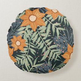 Almofada Redonda Folhas Tropicais Personalizadas