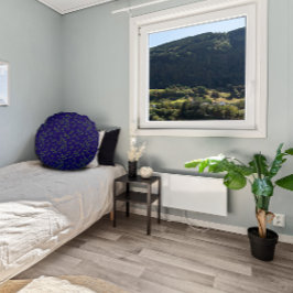 Almofada Redonda Folhas verdes azuis