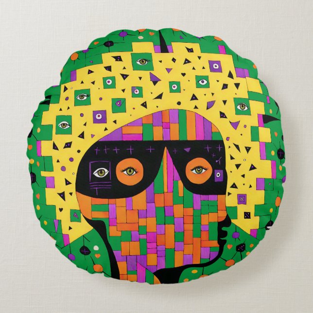 Almofada Redonda Folk 001 Nancy (Frente)