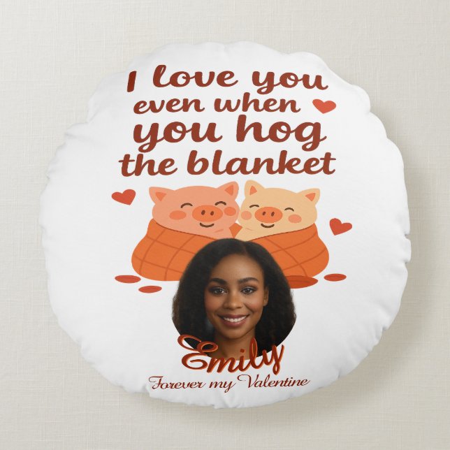 Almofada Redonda 'Forever my Valentine' Personalized Round Pillow (Frente)
