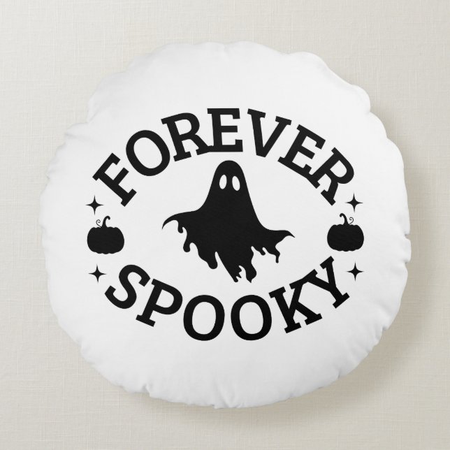 Almofada Redonda Forever Spooky Halloween Throw Pillow (Frente)