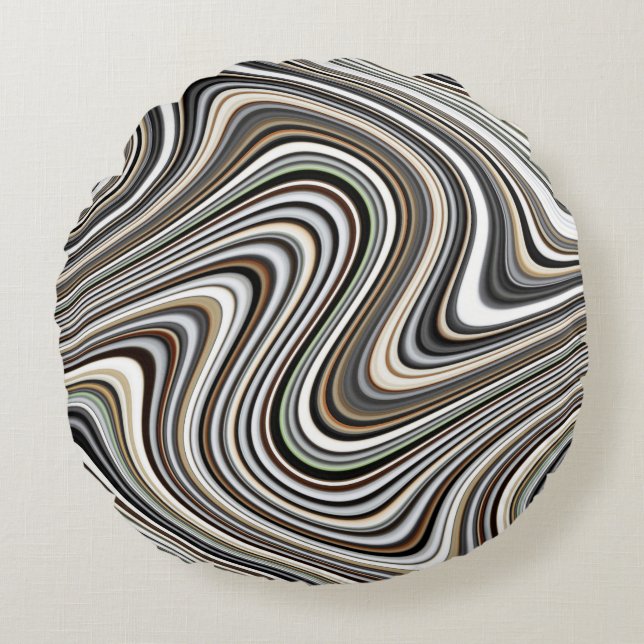 Almofada Redonda Formas Abstrato Curvy (Frente)