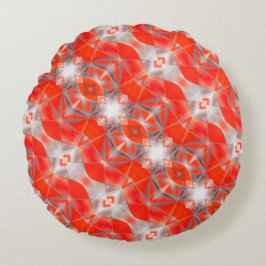 Almofada Redonda Formas curvas vermelhas que flutuam sobre cinzas b