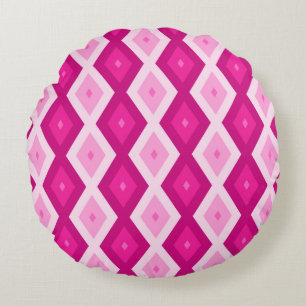 Almofada Redonda Formas de diamante fuchsia