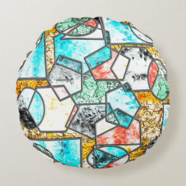 Almofada Redonda Formas geométricas com texturas esbranquiçadas est