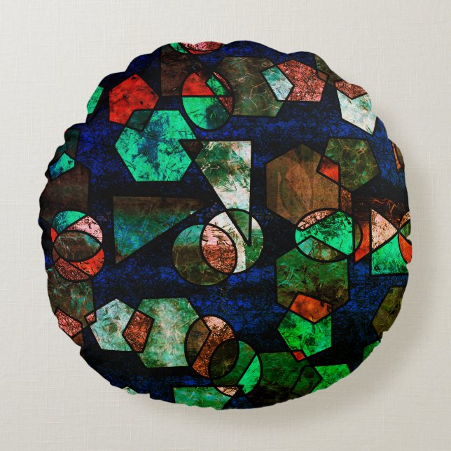 Almofada Redonda Formas geométricas irregulares com textura deforma (Frente)