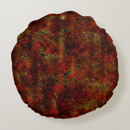 Almofada Redonda Forte pele vermelha sobre cinzas ásperas