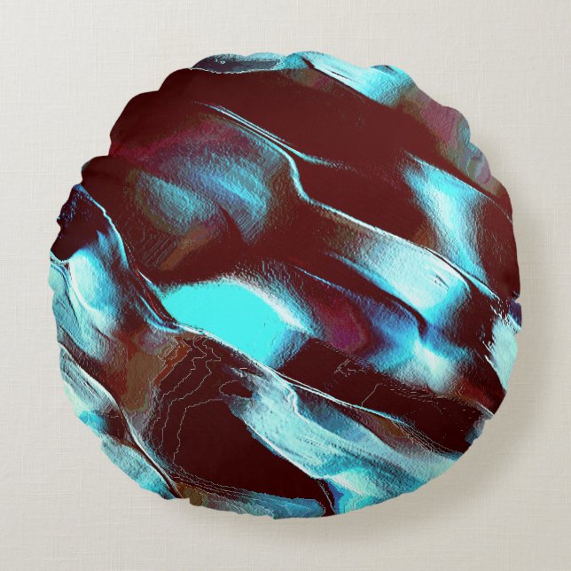 Almofada Redonda Fóssil ou metal esculpido, em gradiente castanho a (Frente)