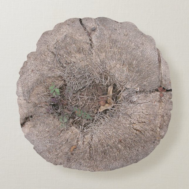 Almofada Redonda Foto de árvore de palma de corte botânico (Frente)