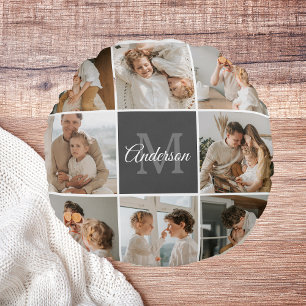 Almofada Redonda Foto de Colagem da Família Moderna e Presente Pers
