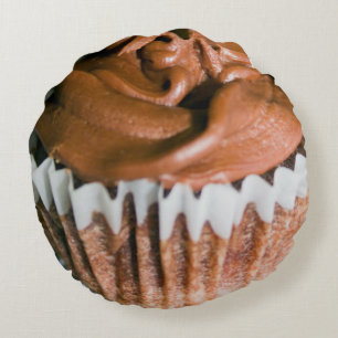 Almofada Redonda Foto do cupcake do fosco do chocolate