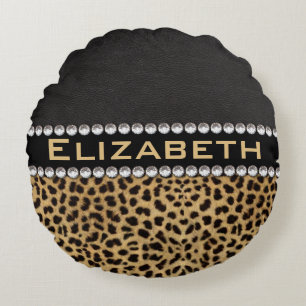 Almofada Redonda FOTO do monograma dos diamantes do cristal de