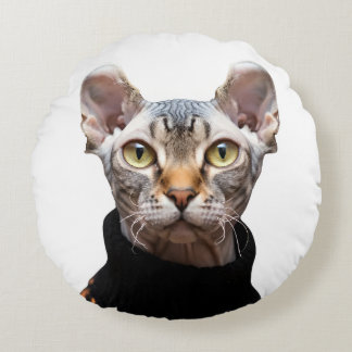 Almofada Redonda Foto personalizada de gato Elf Sphynx