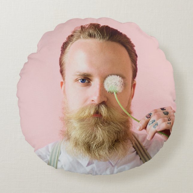 Almofada Redonda Foto personalizada divertida do seu rosto (Frente)