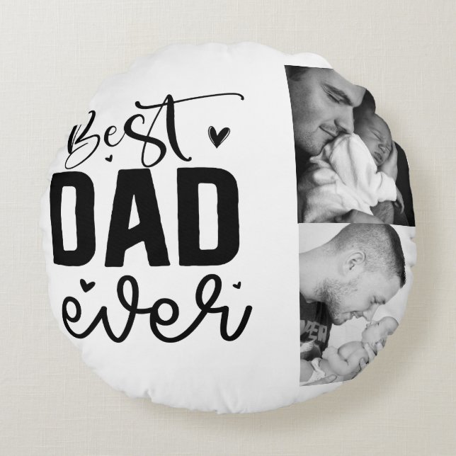 Almofada Redonda Foto personalizada do melhor Pai nunca (Frente)