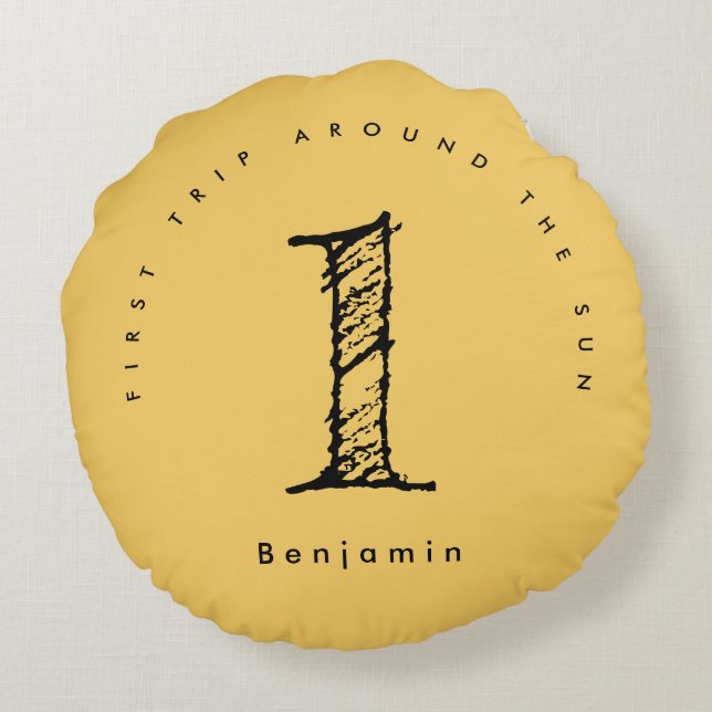 Almofada Redonda fotografia solar do primeiro aniversario (Verso)