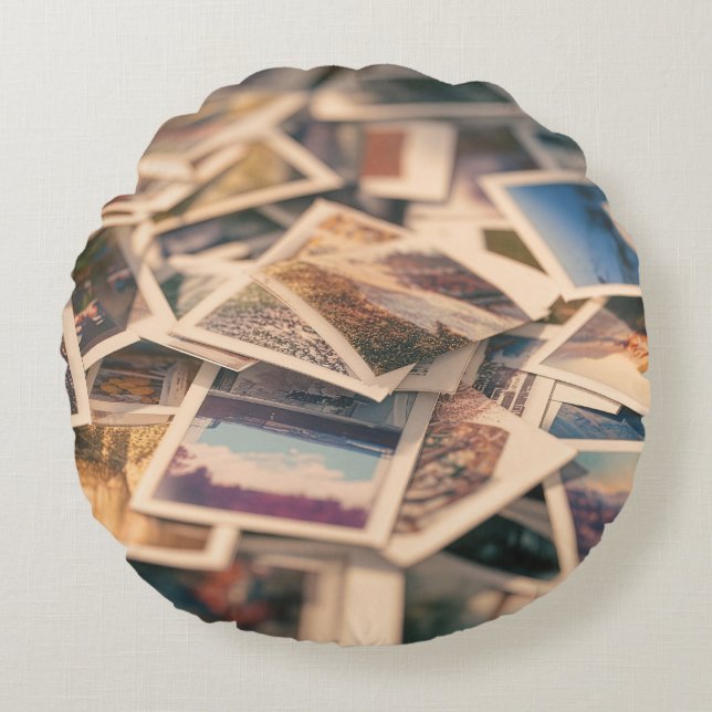 Almofada Redonda Fotografias de Vintage (Frente)