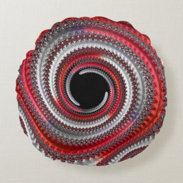 Almofada Redonda Fractal Espiral Gradiente abstrato Vermelho e Pret