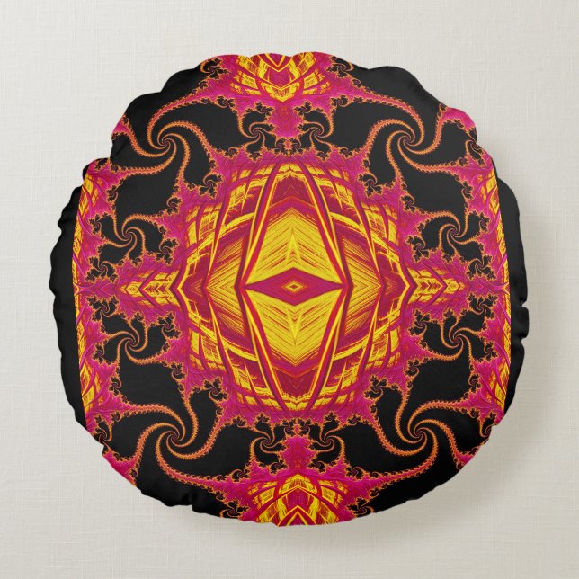 Almofada Redonda Fractal extravagante (Frente)