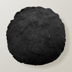 Almofada Redonda Fragmento de pedra negra e cinza