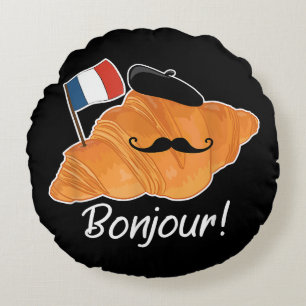 Almofada Redonda Francês Croissant Lover França Bandeira Francófilo
