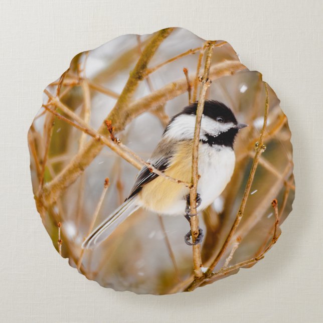 Almofada Redonda Frango de Capa Preta - Fotografia Original (Verso)