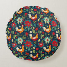 Frangos De Fazenda De Natal E Poinsettias