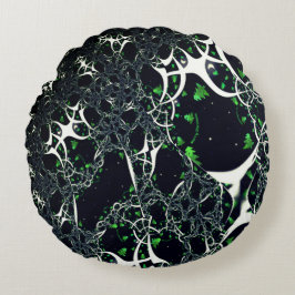 Almofada Redonda Fratural branco imperfeito no espaço negro, tricot