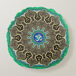 Almofada Redonda Fraturas Boêmicas Espiritual Aum Yoga Round Cushio