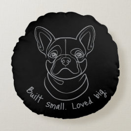 Almofada Redonda French Bulldog Line Art. Built Small. Loved Big.