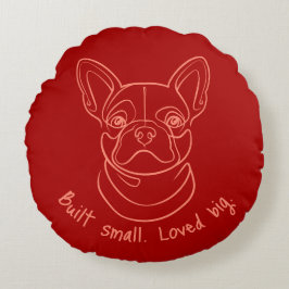 Almofada Redonda French Bulldog Line Art. Built Small. Loved Big.