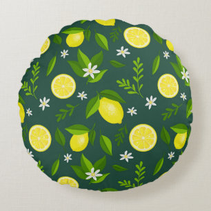 Almofada Redonda Fresh lemons with flowers and leaves