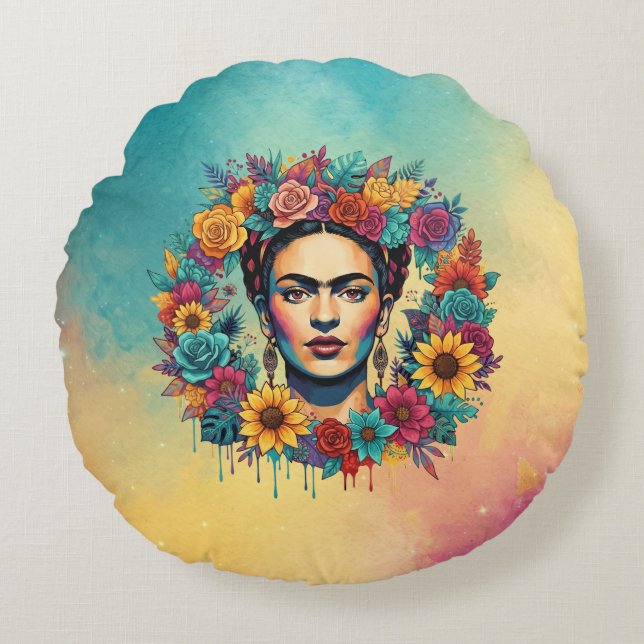 Almofada Redonda Frida Kahlo (Frente)