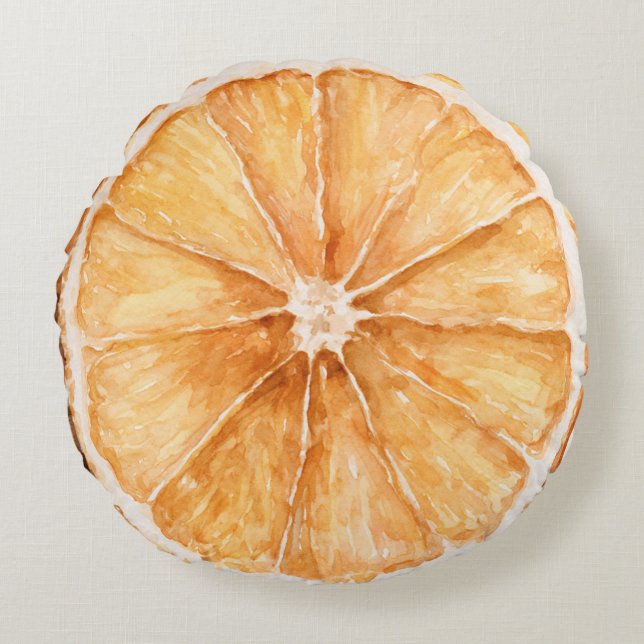 Almofada Redonda Fruta de Laranja e Fatia de Limão (Frente)