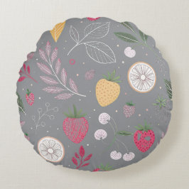 Almofada Redonda "Fruta Floral, Travesseiro Decorativo Redondo"