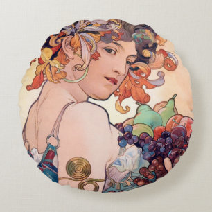 Almofada Redonda Fruta, Travesseiro decorativo Alphonse Mucha