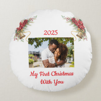 Almofada Redonda Fully Customizable First Christmas Round Pillow