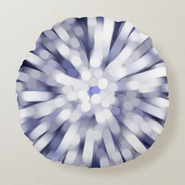 Almofada Redonda fundo abstrato violeta. estrela da explosão fracta (Frente)