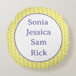 Almofada Redonda Fundo Amarelo com Folhas