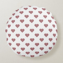 Almofada Redonda Fundo Branco dos Corações Dourados com Rosa de bri