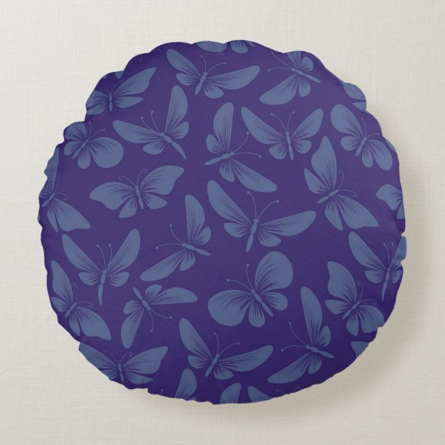 Almofada Redonda fundo das borboletas da traça da noite (Frente)