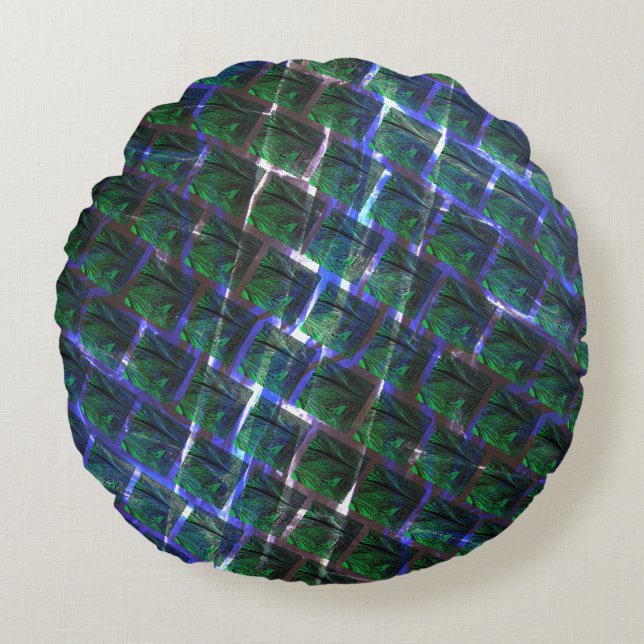 Almofada Redonda Fundo de imagem verde qualidade escura? (Frente)