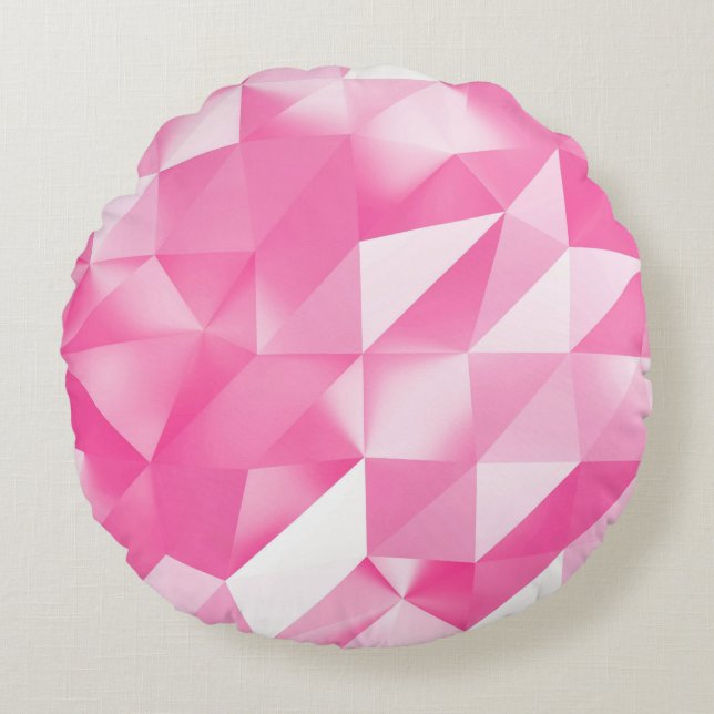 Almofada Redonda Fundo de polígono rosa: renderização 3D abstrato (Frente)