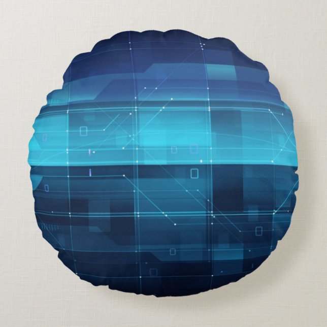 Almofada Redonda Fundo digital da alta tecnologia (Frente)