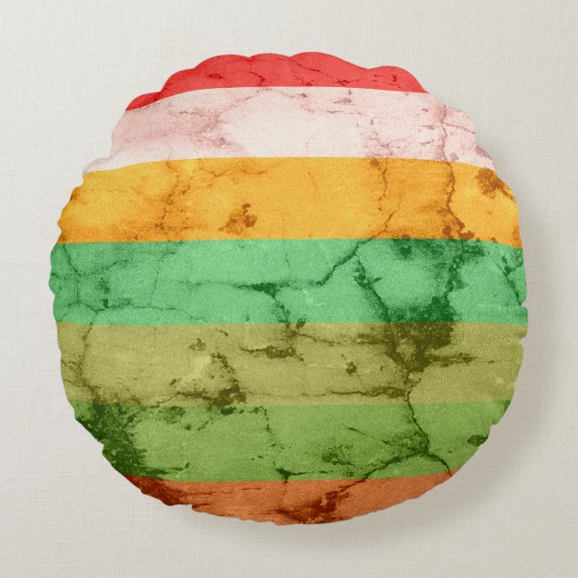 Almofada Redonda Fundo do Arco-Íris Estirpes (Frente)